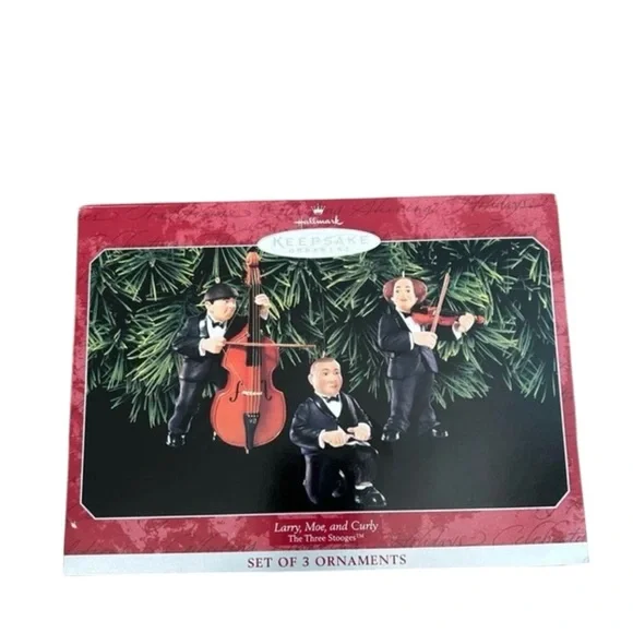 Vintage Hallmark Keepsake "Larry,Moe,Curly" 3 Stooges 3 Ornament Set - Picture 4 of 5